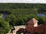 (43/61): Turaida, zamek wznosi się na wzgórzu nad zakolem Gauji, wokół tylko lasy, lasy, lasy...